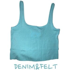 WSLY Women’s ESSEX RIBBED SQUARE NECK TANK | Color: Lagoon Blue | NEW/NWT!🩵🩵